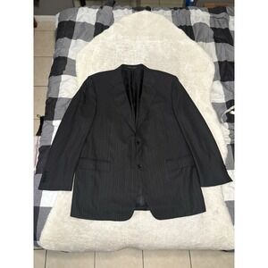Canali Mens Black Chalk‎ Stripe Wool Sport Blazer Jacket Size 48R EU 58 Italy